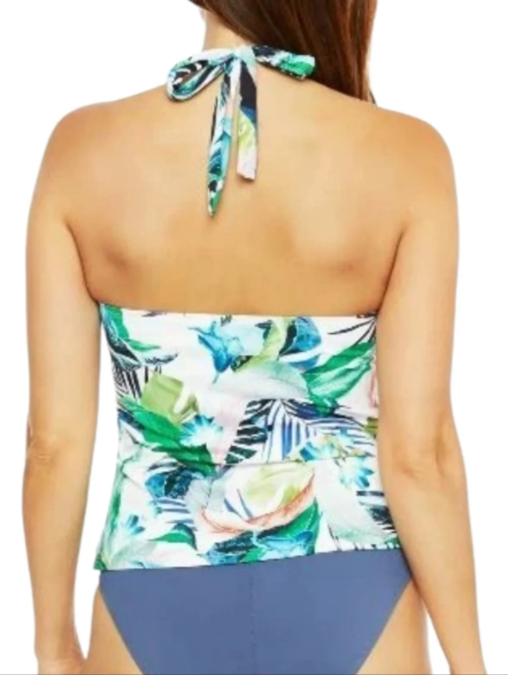 La Blanca Women's V-Neck Halter Tankini Swimsuit Top Color: MLT SZ:2